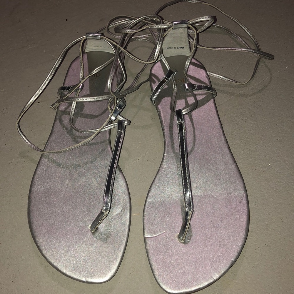 Metallic strappy sandals